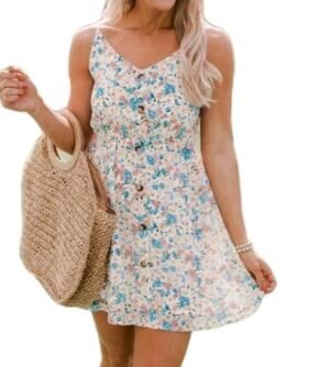 Pink Lilly Floral Summer Mini Dress Multicolor Sleeveless Casual Women's Size M